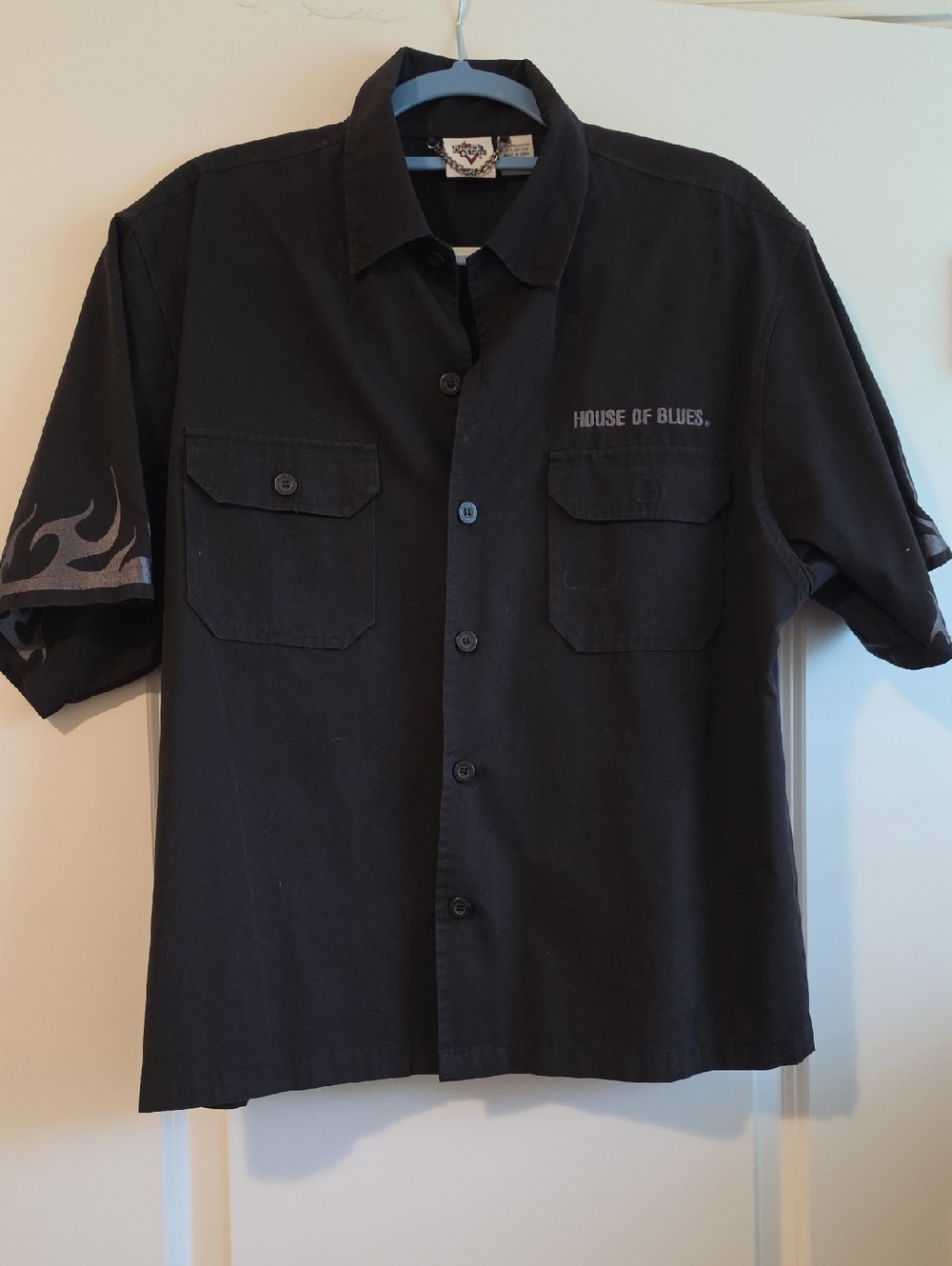 House Of Blues Blaack Short-Sleeve Button-Up Shirt Size Large